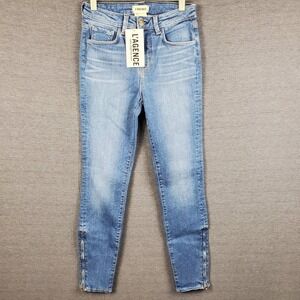 L'agence Skinny Stretch Jeans Sz 25 Zip Ankle Womens 9 in Mid Rise Dark Wash